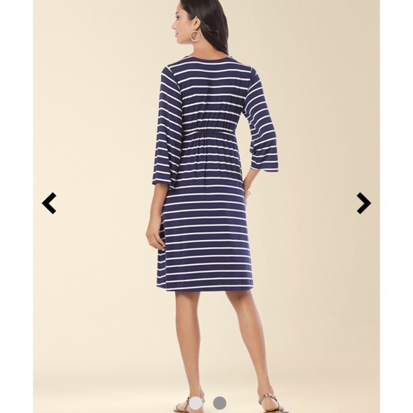 SOMA Soft Jersey Drawstring Fundamental Stripe Dress - Picture 3 of 13